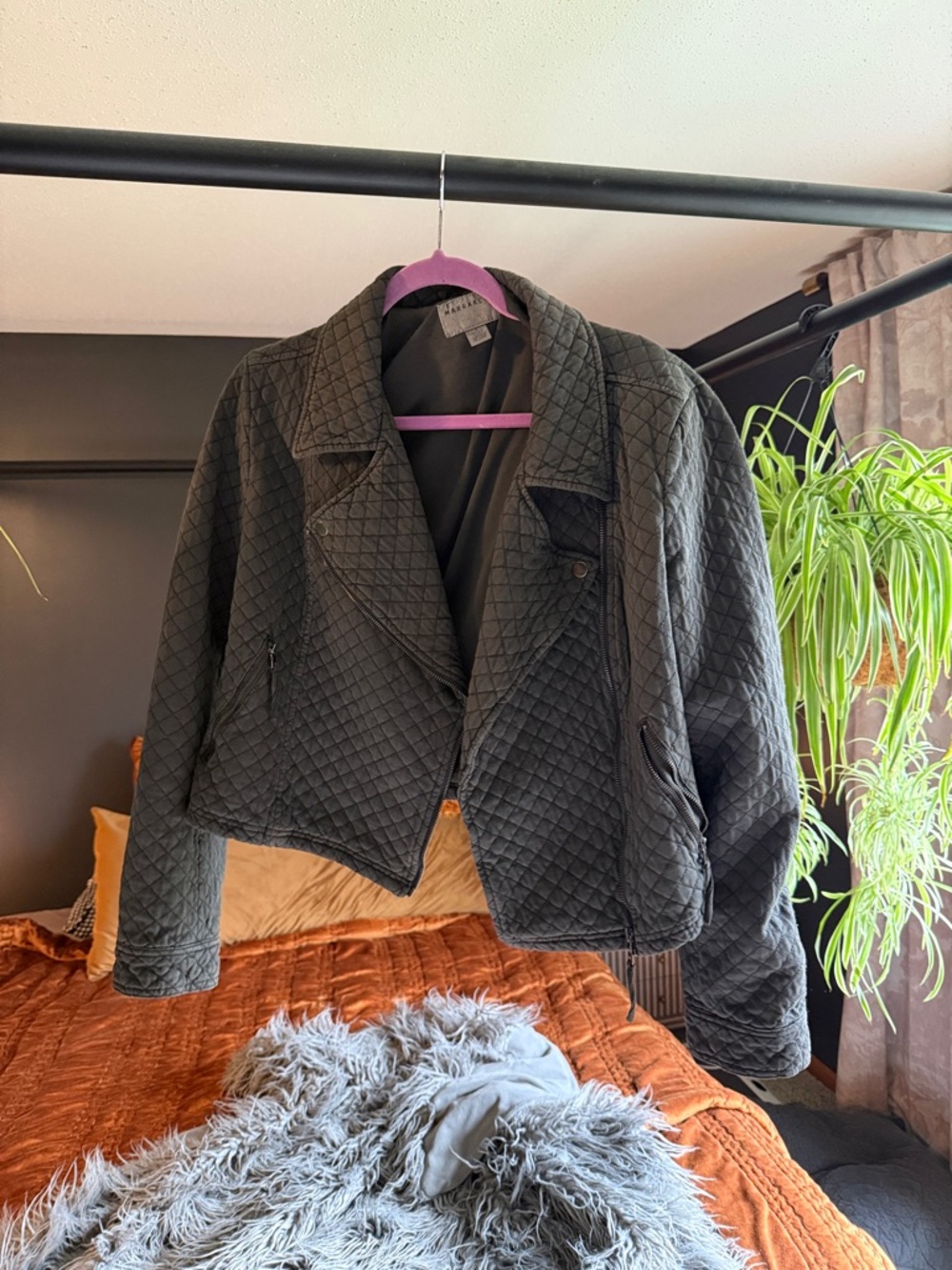 Anthropologie Quilted Cropped Bomber Jacket - Olive